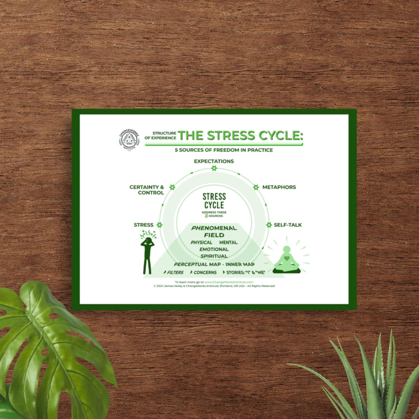 The Stress Cycle - Office Poster - Green Border - Large